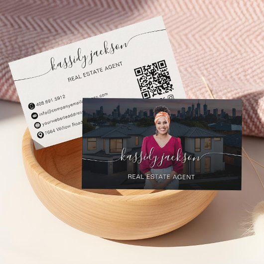 Carte De Visite Nom du script Photo d'agent immobilier professionn