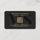 Carte De Visite Nom du texte personnalisé Code QR Luxe Gold Callig (Dos)