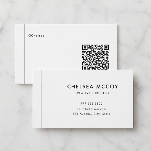 Carte De Visite Nom d'utilisateur moderne unique et simple Code QR