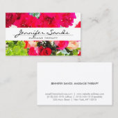 CARTE DE VISITE NOM ÉLÉGANT AVEC BOUQUET DE COULEUR D'EAU (Devant / Derrière)