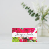 CARTE DE VISITE NOM ÉLÉGANT AVEC BOUQUET DE COULEUR D'EAU (Debout devant)