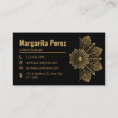 Carte De Visite Nom élégant Black & Gold de marque personnalisée (Dos)