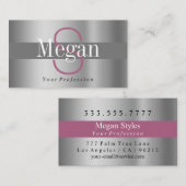 Carte De Visite Nom Élégant do-it-yourself Monogramme, Silver Maro (Devant / Derrière)