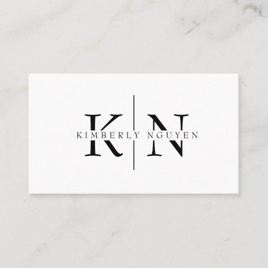 Carte De Visite Nom élégant moderne Initiales Monogramme (Devant)