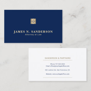Carte De Visite Nom élégant monogrammé luxe bleu or avocat