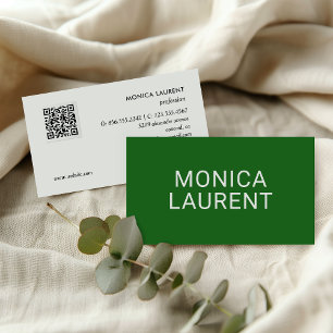 Carte De Visite Nom en gras CODE QR LOGO ICONS SOCIAUX VERT