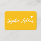 Carte De Visite Nom esquissé à la main avec coeur jaune-orange (Devant)