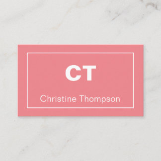 Carte De Visite Nom et initiales minimalistes roses modernes