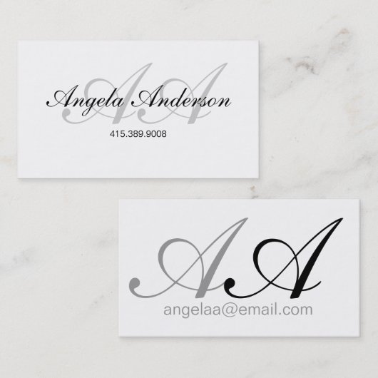 Carte De Visite Nom Et Initiales Typographiques Du Script (Devant / Derrière)