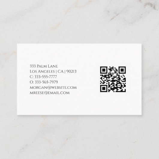 Carte De Visite Nom et monogramme, code QR, Conception simple (Dos)