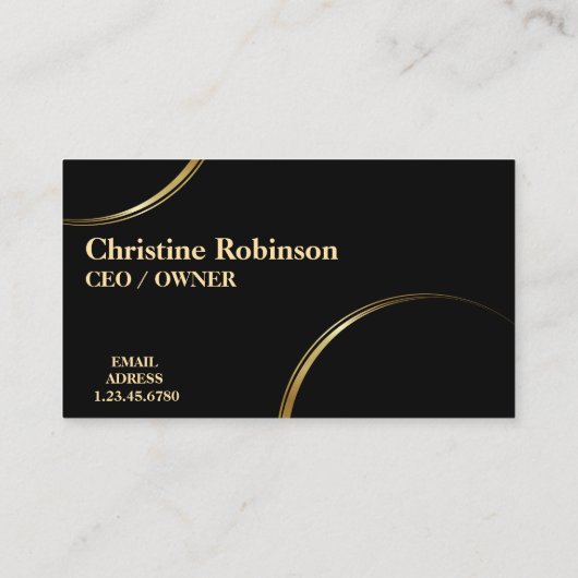 Carte De Visite Nom et profession personnalisés Noir et Or (Dos)