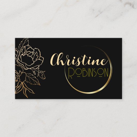 Carte De Visite Nom et profession personnalisés Noir et Or (Devant)
