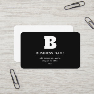 Carte De Visite Nom et slogan commercial modifiables Noir et bla
