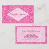 Carte De Visite Nom Girly à la mode de diamant de parties (Devant / Derrière)