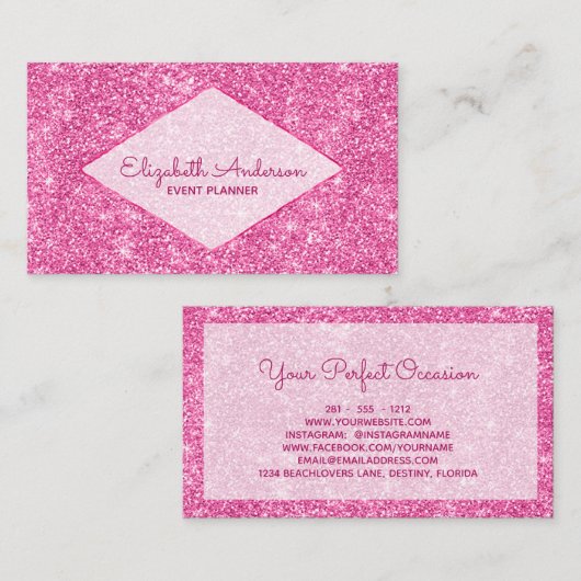 Carte De Visite Nom Girly à la mode de diamant de parties (Devant / Derrière)