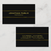 Carte De Visite Nom Gold tendance Modèle noir moderne élégant (Devant / Derrière)