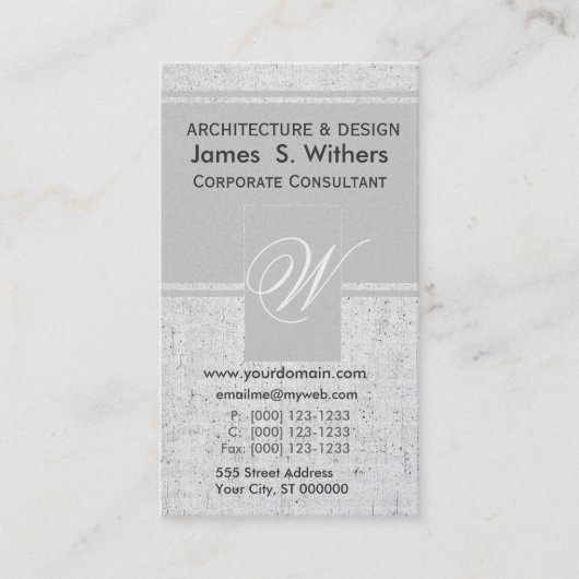 Carte De Visite Nom initial âgé Antiqued par toile poussiéreuse (Devant)