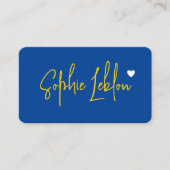 Carte De Visite Nom Jaune croisé à la main sur bleu avec coeur (Devant)