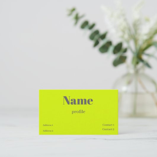 Carte De Visite nom jaune fluorescent (Debout devant)