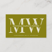 Carte De Visite Nom lettrage monogramme vert olive chic (Devant)