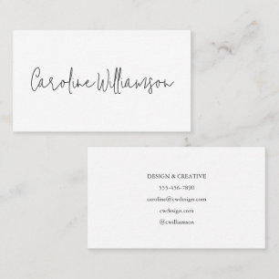Carte De Visite Nom manuscrit Calligraphie moderne simple blanche