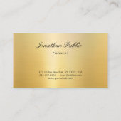 Carte De Visite Nom manuscrit Elegant Faux Gold Modèle moderne (Dos)