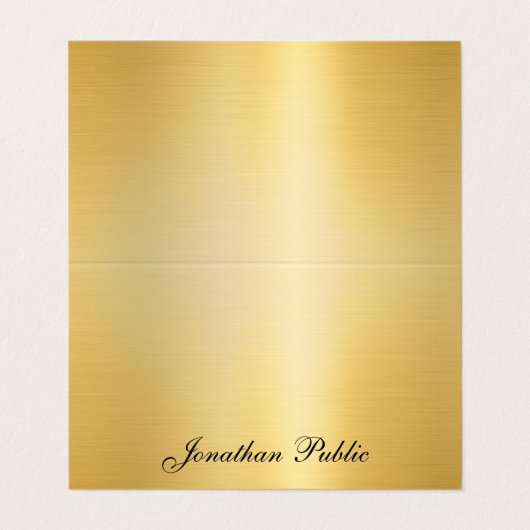 Carte De Visite Nom manuscrit élégant moderne Gold Modèle Cool (Extérieur déplié)