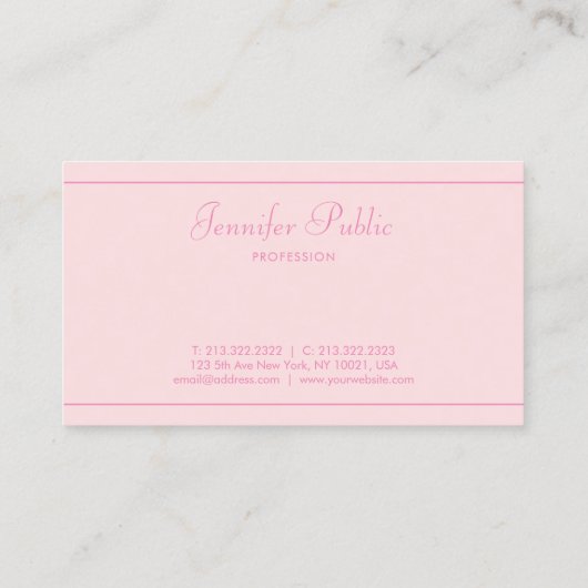 Carte De Visite Nom manuscrit Elegant Pink Arrière - plan Modèle (Dos)