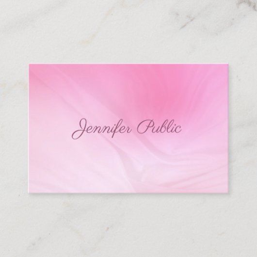 Carte De Visite Nom manuscrit Elegant Pink Professional tendance (Devant)
