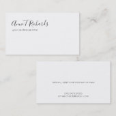 Carte De Visite nom manuscrit élégant sur le blanc (Devant / Derrière)