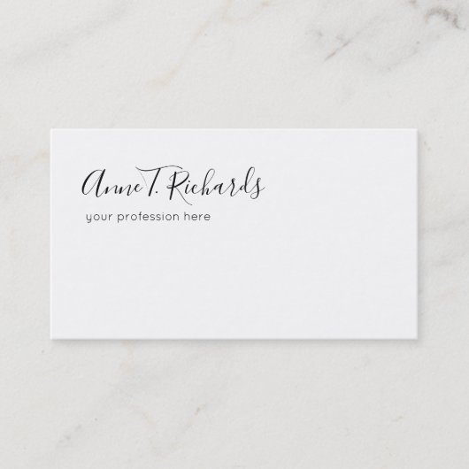 Carte De Visite nom manuscrit élégant sur le blanc (Devant)