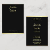 Carte De Visite Nom manuscrit moderne personnalisé Black Gold Cool (Devant / Derrière)