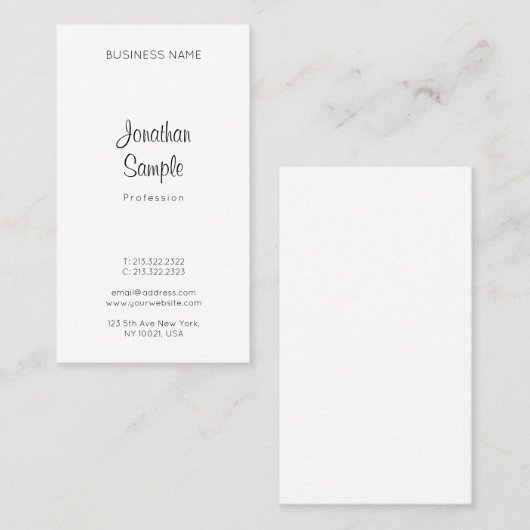 Carte De Visite Nom manuscrit moderne Script Modèle simple (Devant / Derrière)