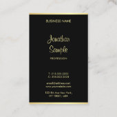 Carte De Visite Nom manuscrit personnalisé Cool Black Gold moderne (Dos)