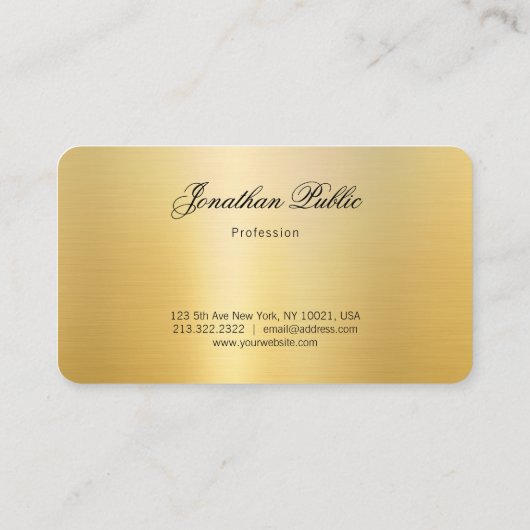 Carte De Visite Nom manuscrit tendance Stylish Or Look Moderne (Dos)