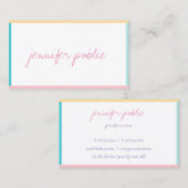 Carte De Visite Nom manuscrit Texte Moderne Modèle Couleurs tendan (Devant / Derrière)