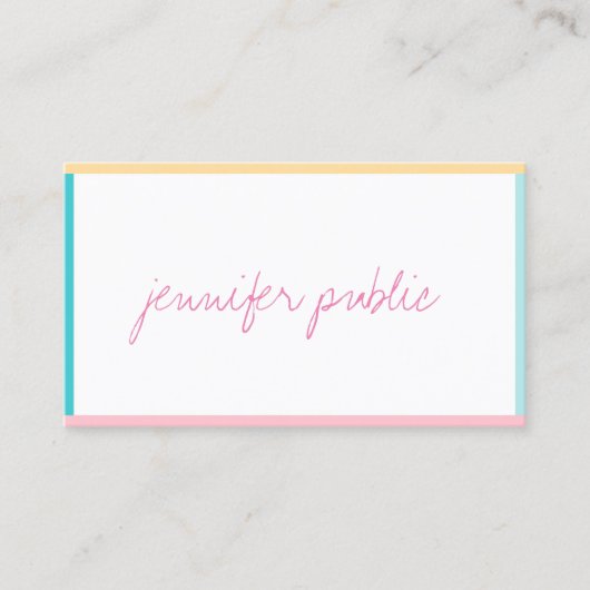 Carte De Visite Nom manuscrit Texte Moderne Modèle Couleurs tendan (Devant)