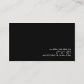 Carte De Visite Nom masculin classique simple de | sur le noir (Dos)