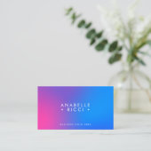 Carte De Visite Nom minimal | Dégradé | Bleu rose (Debout devant)