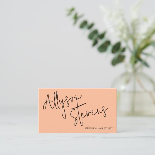 Carte De Visite Nom moderne bold script maquillage cheveux logo qr (Debout devant)