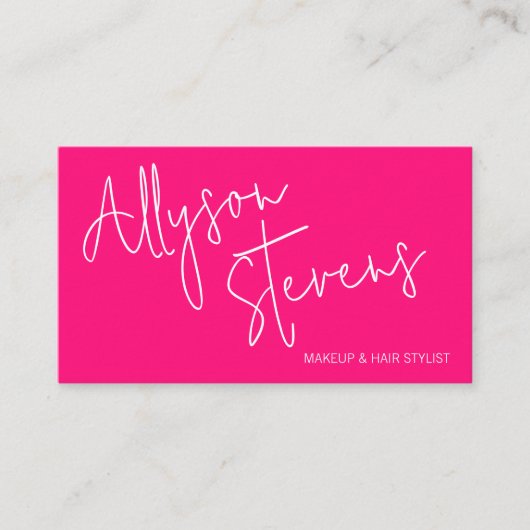 Carte De Visite Nom moderne bold script rose maquillage cheveux lo (Devant)