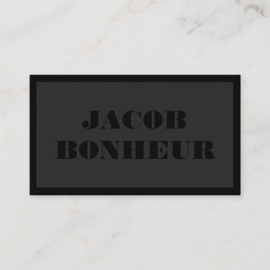 Carte De Visite Nom moderne professionnel | Gris foncé et noir (Devant)