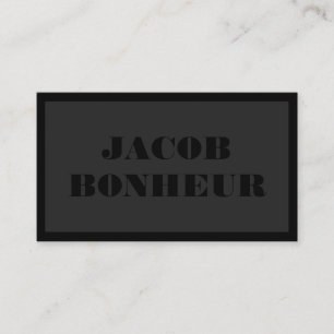 Carte De Visite Nom Moderne Professionnel Gris Foncé & Noir