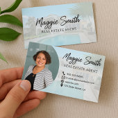 Carte De Visite Nom moderne Script Photo Agent immobilier