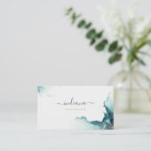 Carte De Visite Nom Monogramme Agate Script Moderne (Debout devant)