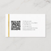 Carte De Visite Nom & Monogramme, Code QR, Design Doré (Dos)