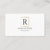 Carte De Visite Nom & Monogramme, Code QR, Design Doré (Devant)