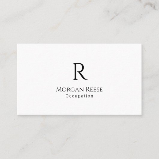 Carte De Visite Nom & Monogramme, Code QR, Design Simple (Devant)