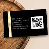 Carte De Visite Nom & Monogramme, Code QR, Marbre Blanc & Or Vs 3