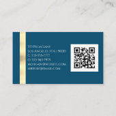 Carte De Visite Nom & Monogramme, Code QR, Marbre Blanc & Or Vs 5 (Dos)